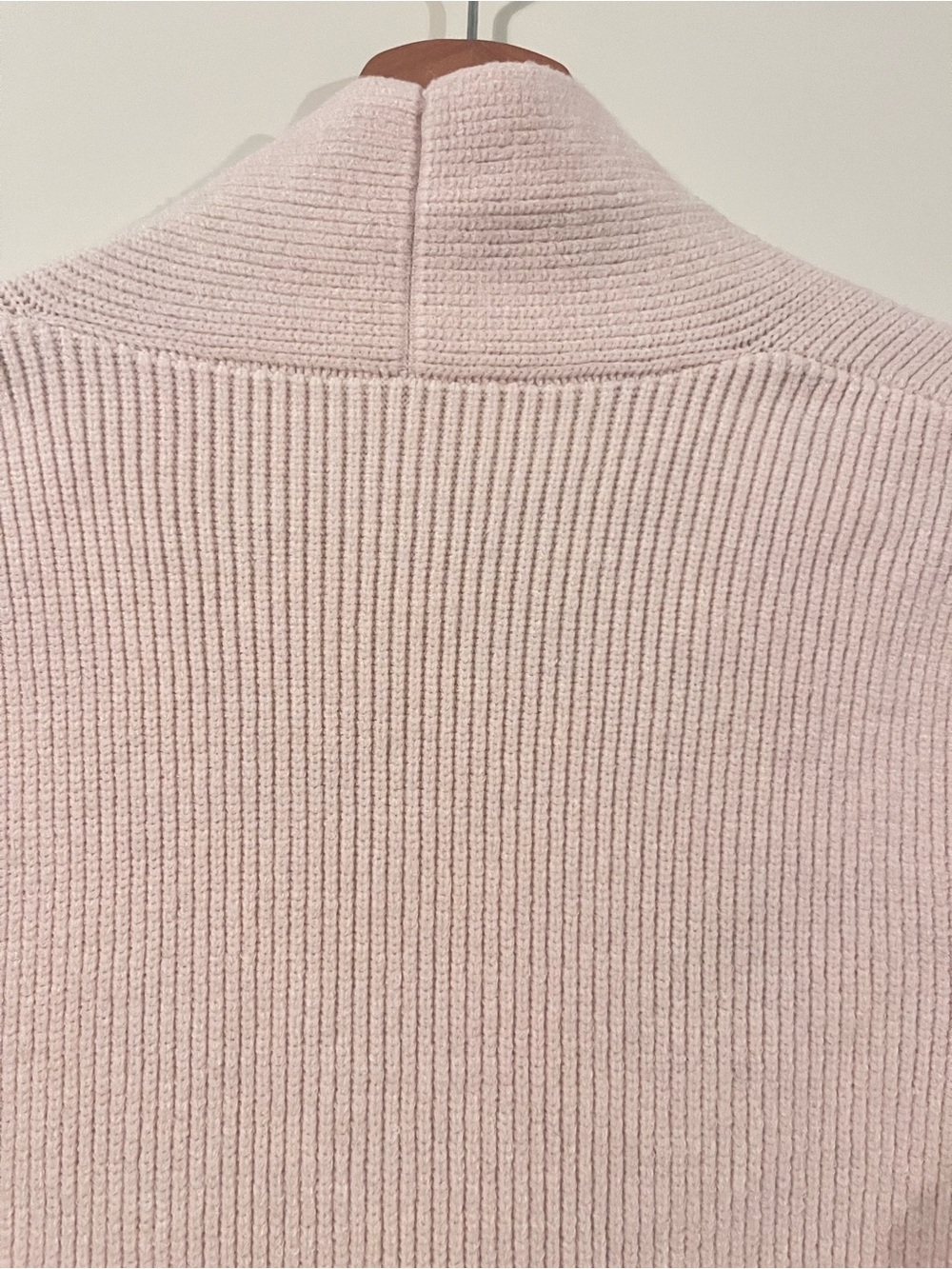 Light Beige Ribbed Button-Front Long Cardigan - Picture 4 of 5